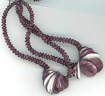 Spiny Oyster Shell Purple  Rondelle 8 MM Bead Sterling Silver Necklace 16 Inches